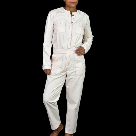 Joie Kikuna Jumpsuit Pink Boilersuit Utility Crop Flight Suit Cotton Size Small - Picture 1 of 13